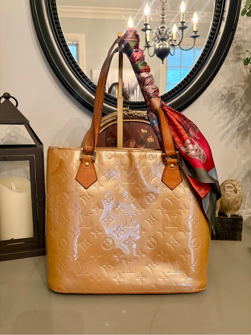 Louis Vuitton Tan/Bronze Vernis Patent Leather Tote 2006